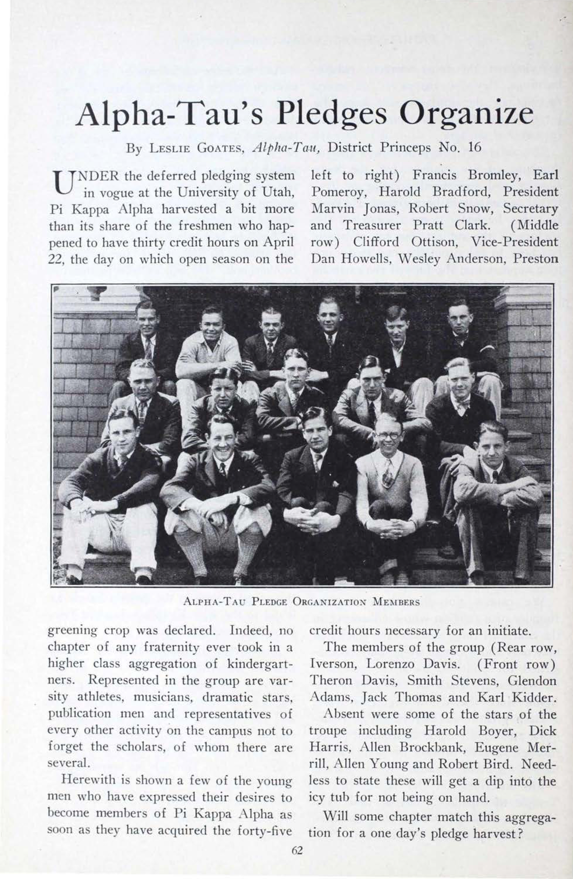 Alpha-Tau's Pledges Organize